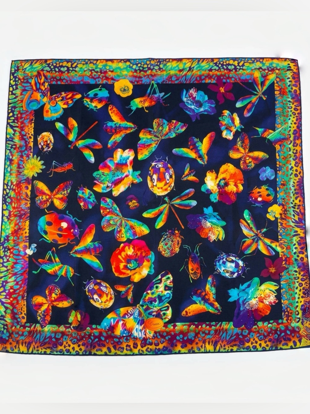 Vintage Gucci Silk Scarf – Butterfly & Floral Print